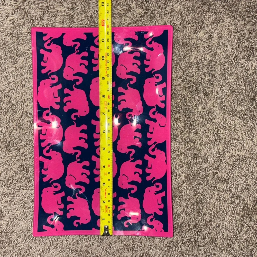 Lilly Pulitzer Pink Elephant Navy Blue Melamine Serving Tray Rectangular 12x8